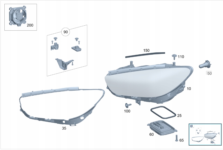 фото №6, Вентилятор лампы, модуля лампы mercedes b klasa w247, a klasa w177