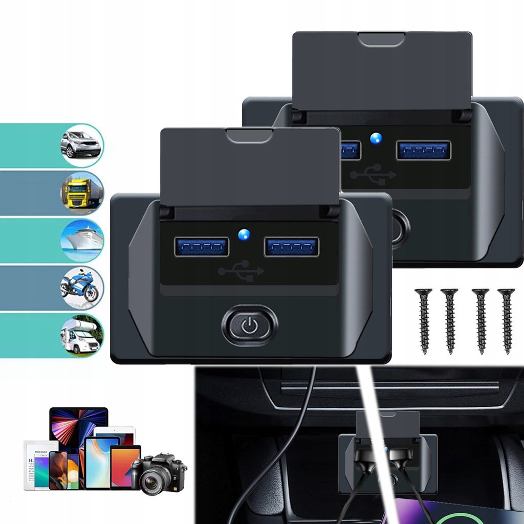 фото №12, 2x зарядное устройство автомобильная usb, быстрые зарядка телефона komórkowego, wodoo