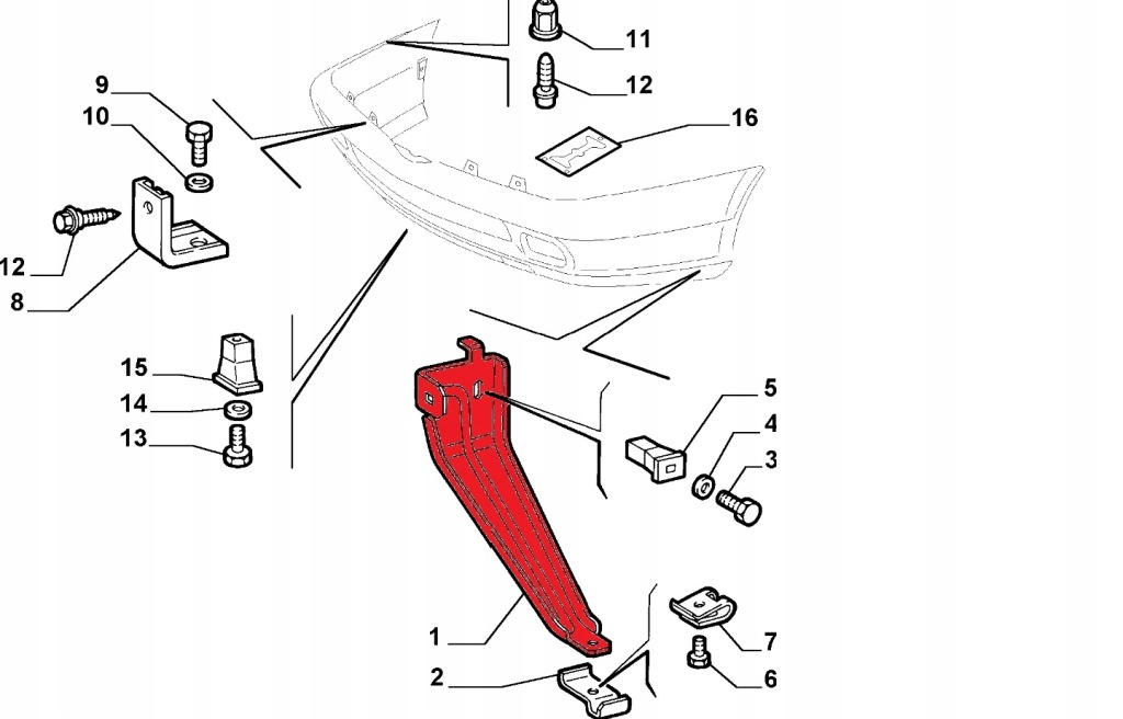 фото №3, Alfa romeo 166 кронштейн бампера перед правый 362