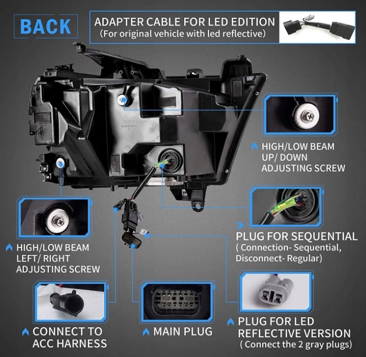 фото №8, Фары лампы kpl full led диоды black europa dodge ram v 5 1500 2019-24