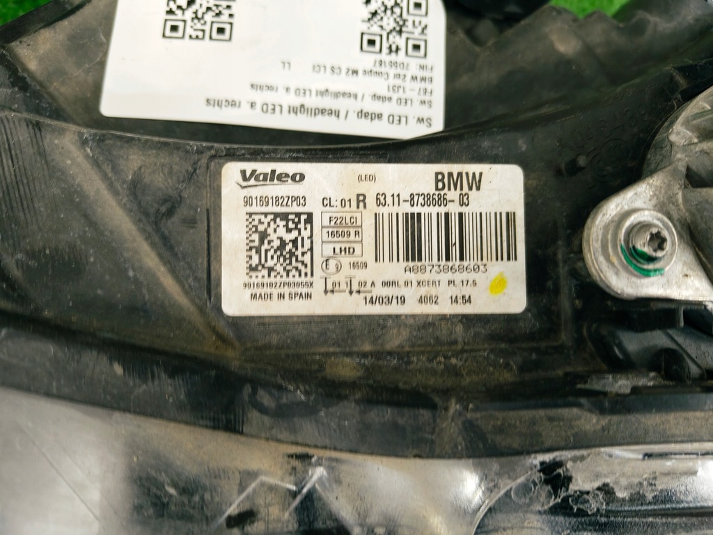 фото №8, Bmw 2 f22 m2 f87 lci лампа перед led адаптивный eu правая левая 8738685 8738686
