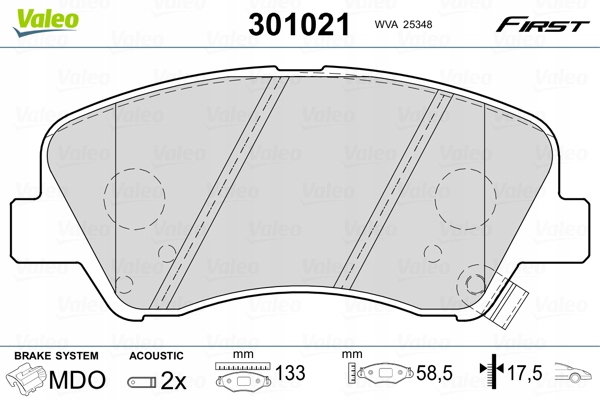 фото №2, Тормозные колодки тормозные перед valeo do kia rio iii 1.6
