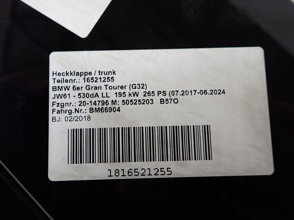 фото №6, Bmw 6 gt g32 17- крышка багажника багажника задняя задняя
