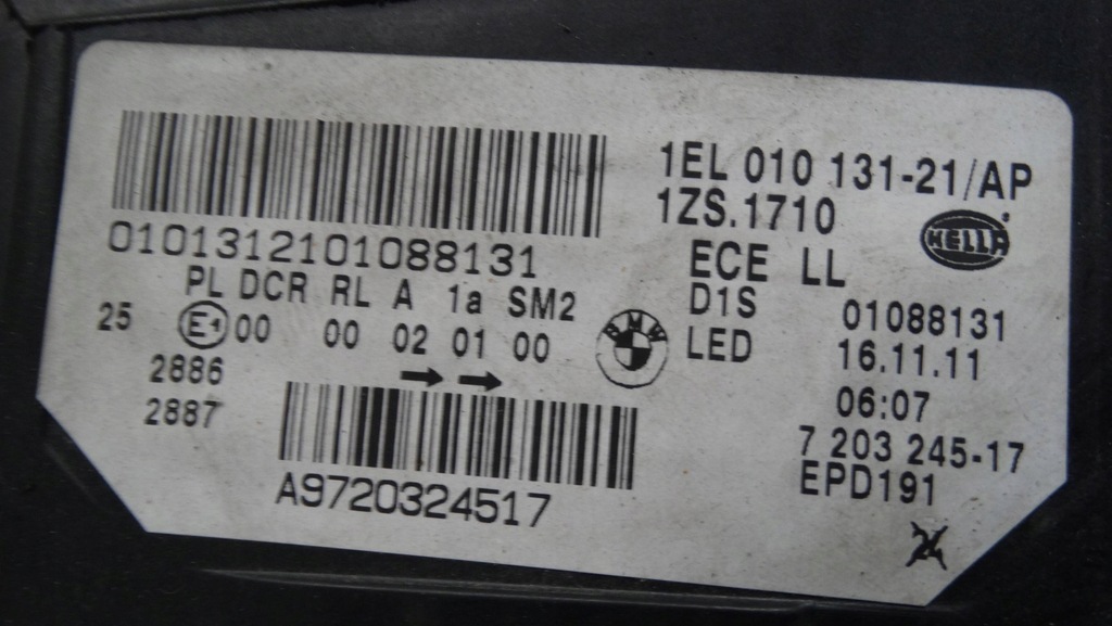 фото №11, Лампа левый перед 7203245 bmw 5 f10 f11 bi-xenon некрутящаяся