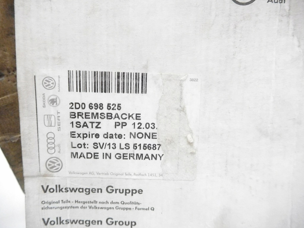 фото №6, Тормозные колодки тормоза ручного vw lt оригинальный номер 2d0698525