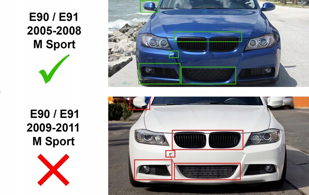 фото №8, Накладка бампера m набір спліттер чорний блиск bmw e90 e91 2005-2008 mp