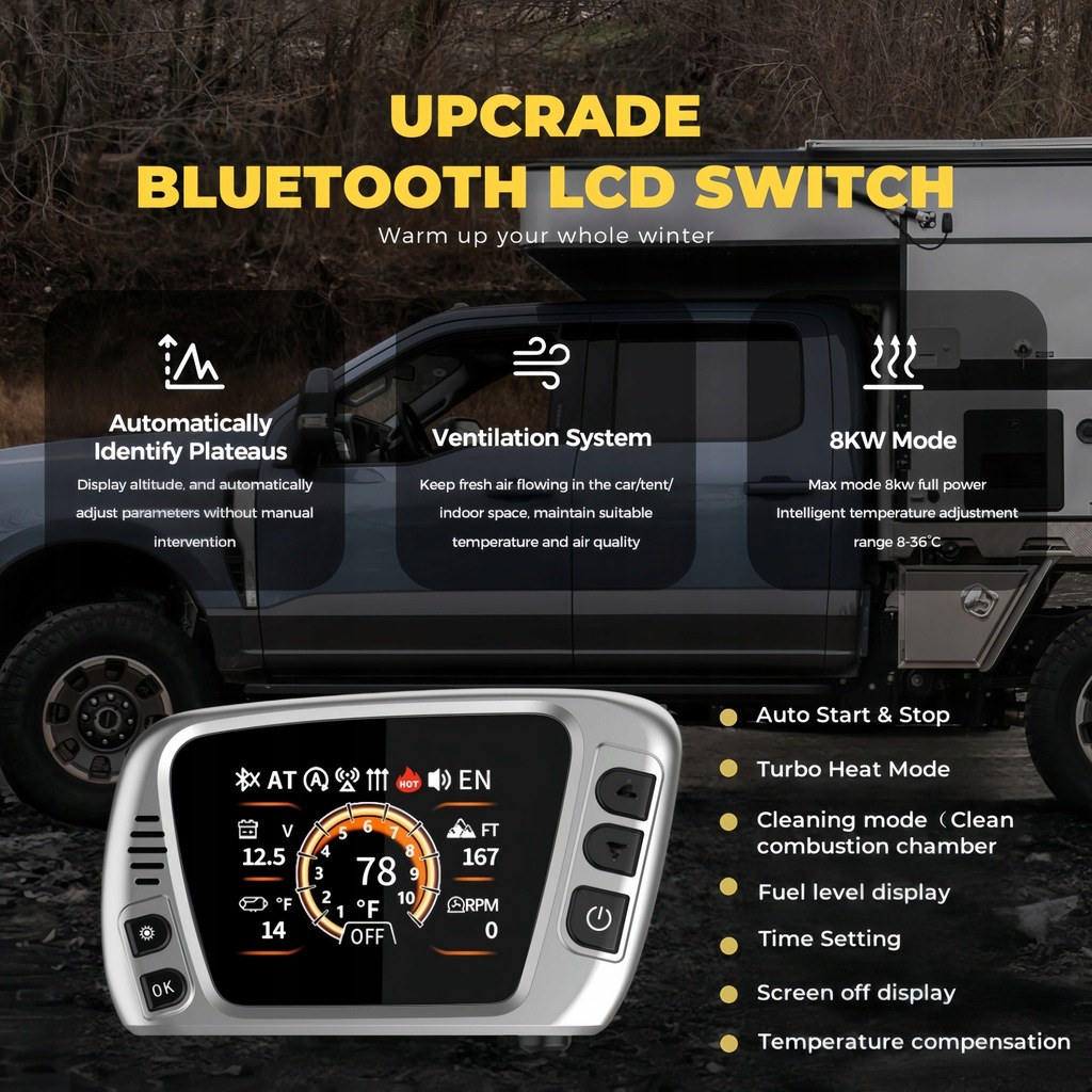 фото №8, Обогреватель стояночный 8kw 12v 230v webasto с вентиляция i кнопка старт/стоп bt lcd