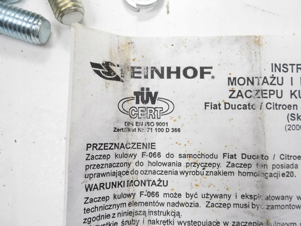 фото №7, Hak буксировочный steinhof f-066 fiat ducato citroen jumper peugeot boxer