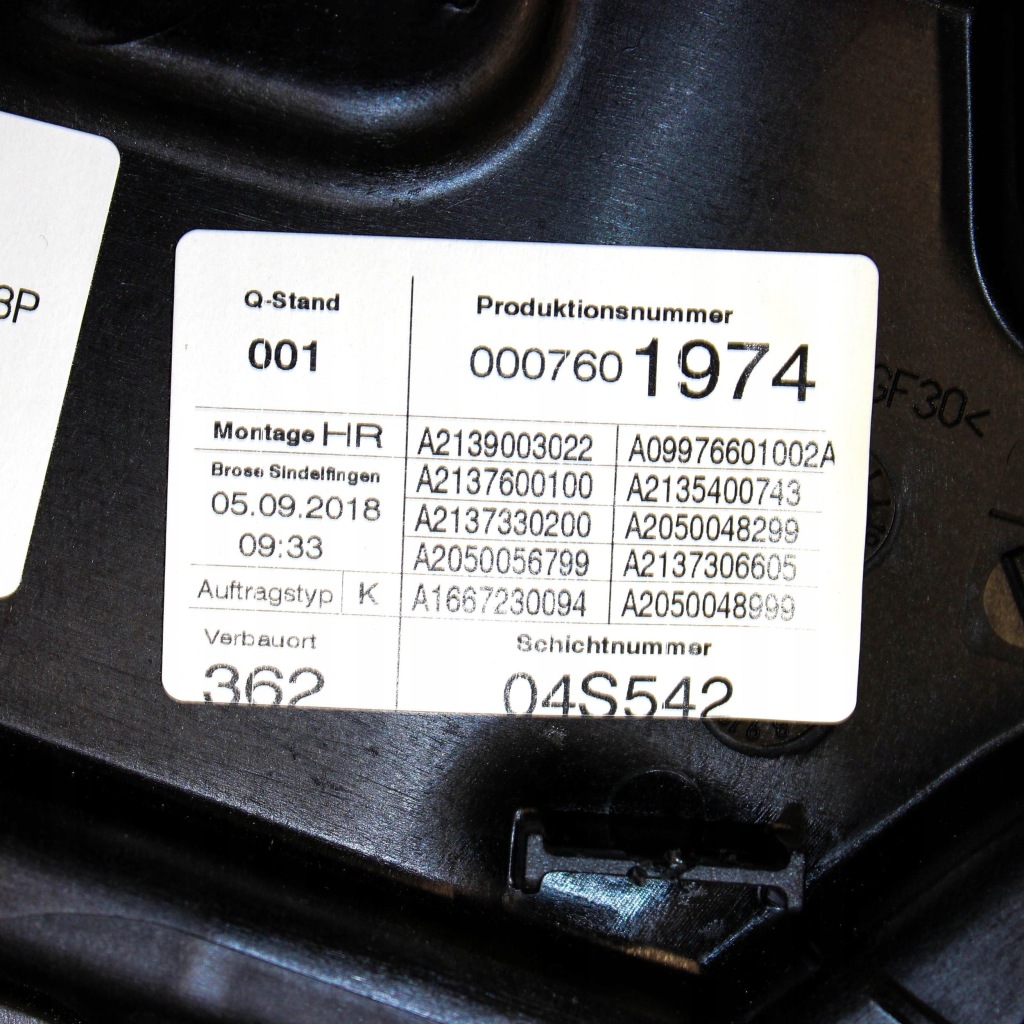 Mercedes-benz e права сторона механізм підйому скло задній без  двигуна Зі Шроту