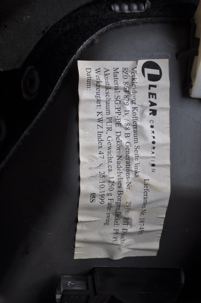 фото №11, Audi a2 обивка обшивка багажника swing