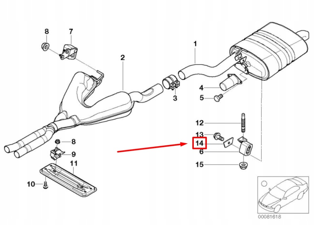 Bmw 5 e39 средний кронштейн глушителя заднего 18201435402 1435402 оригинальный с Разборки