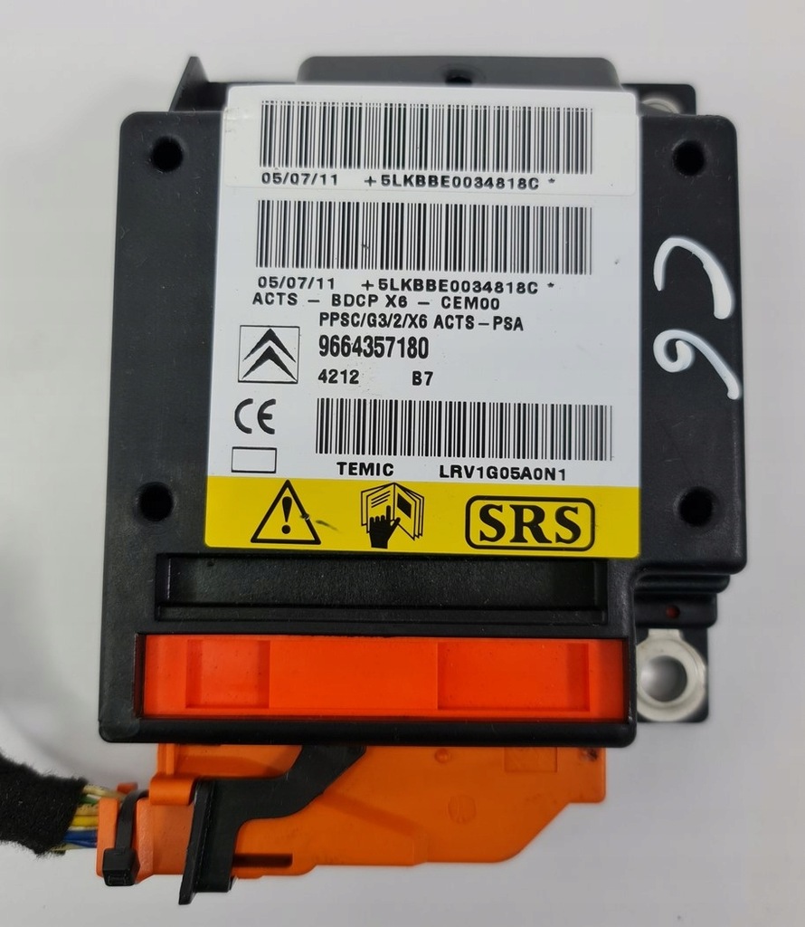 фото №1, Датчик air bag подушка безопасности citroen c6 i 9664357180
