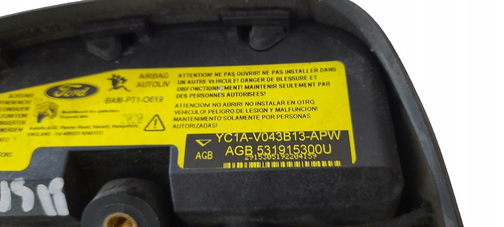 фото №4, Подушка воздушная подушка безопасности водителя ford оригинальный номер yc1a-v043b13-apw