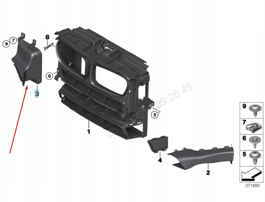 Bmw x3 f25 радіатор оливи правий канал повітря m 51748057278 8057278 2015 Ціна