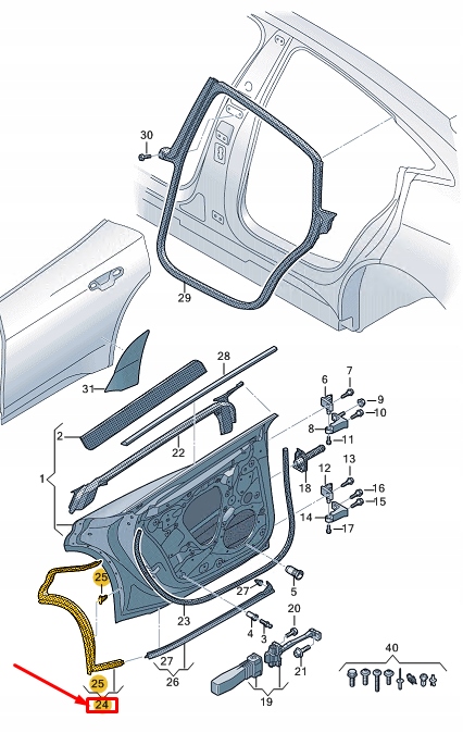фото №1, Audi e-tron gt rear правий door shell ущільнювач rubber 4j3839776