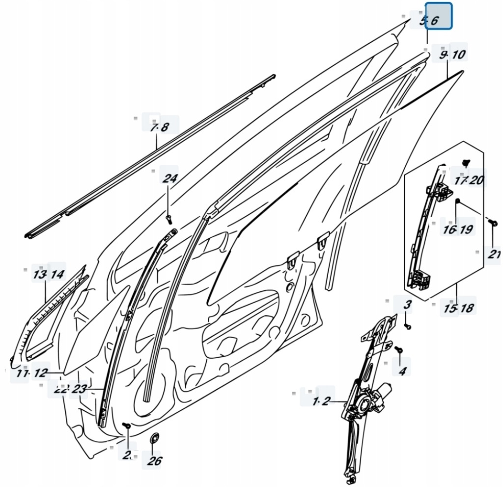 фото №7, Suzuki sx4 s-cross 18r lift 1.4t прокладка стекло дверь правая передняя