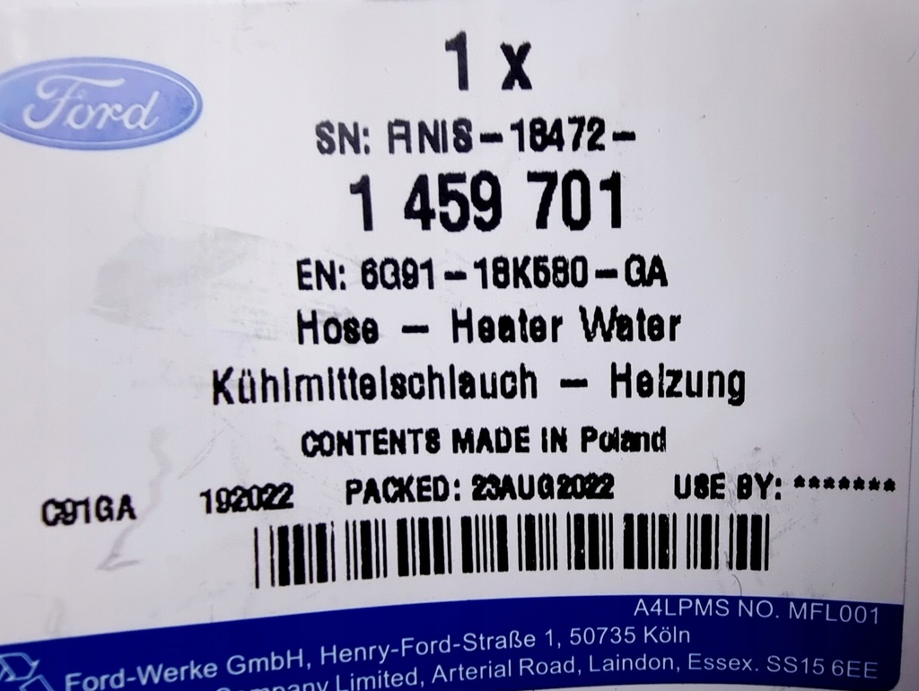 фото №11, Шланг обігрівача ford mondeo mk4 s-max galaxy