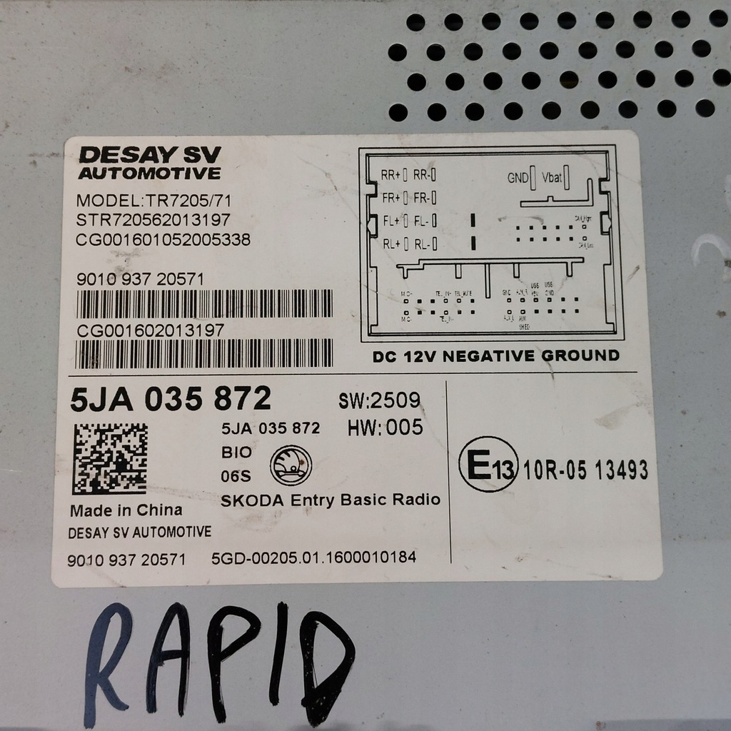 фото №6, Skoda rapid радио заводской 5ja035872