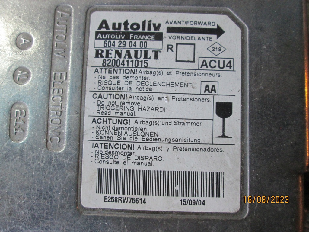 фото №2, Датчик модуль подушка безопасности renault scenic ii 8200411015