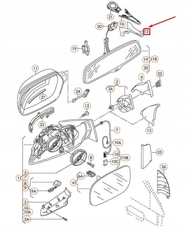фото №11, Audi q5 8r interior mirror lower cover 8r0857593j50 oem