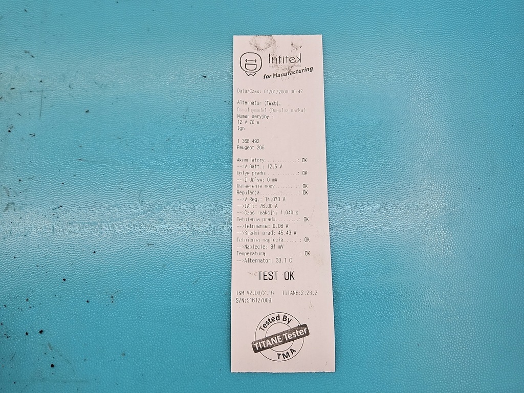 фото №7, Test генератор peugeot 206 9642879980 1.1 wiel