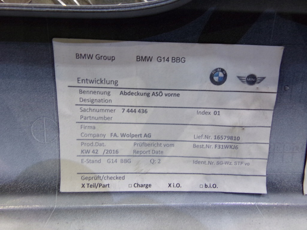 фото №12, Bmw 8 g14 g15 g16 бампер перед alpinweiss 300 org