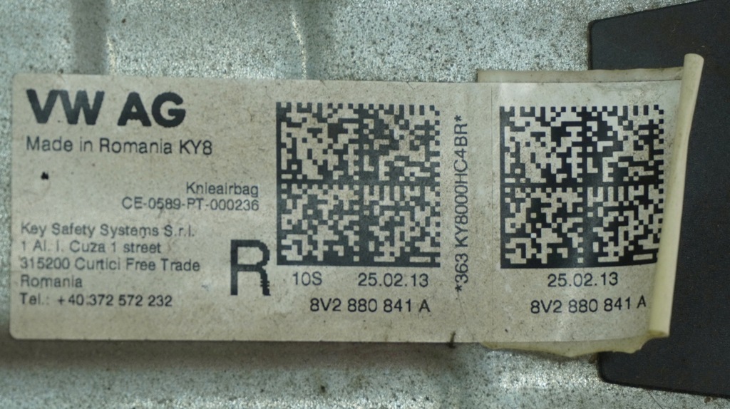 фото №12, Audi a3 8v подушка повітряна колінна подушка безпеки uk!