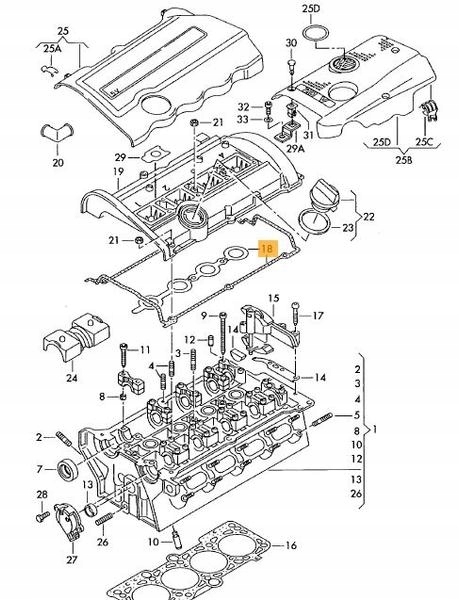 фото №1, Оригинальный номер vag прокладка крышки клапанов audi a3 8l 1.8t