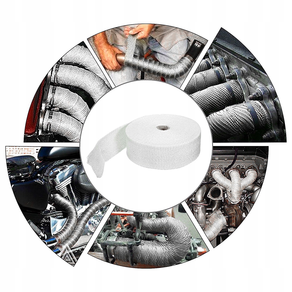 фото №9, Лента изоляционная na выхлоп автомобиля i motocykla белый