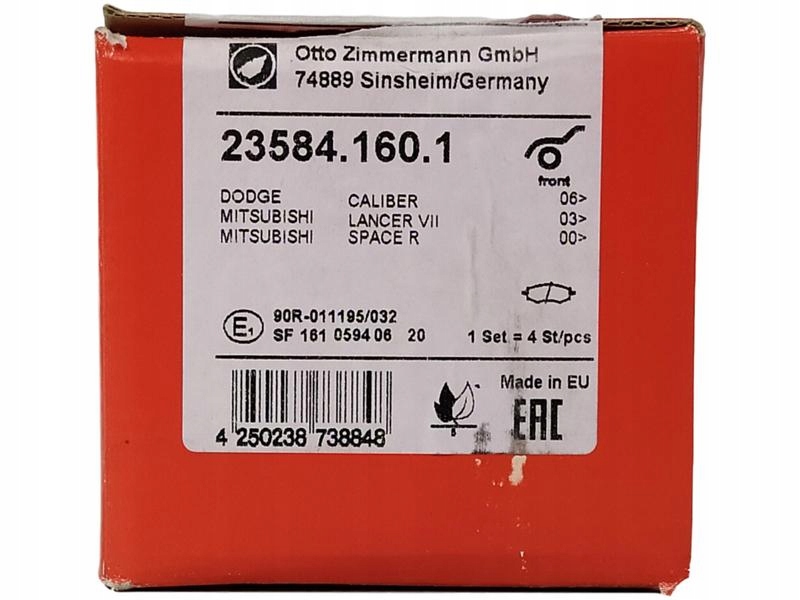 фото №2, Zimmermann гальмівні колодки перед citroen c4 aircross