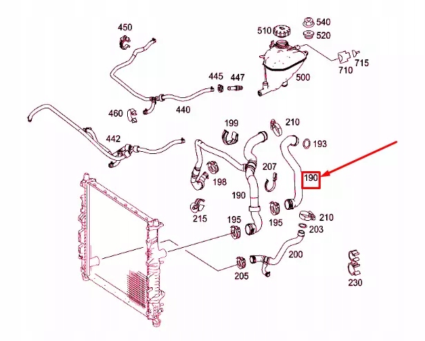 фото №1, Mercedes-benz ml w164 верхний wąż радиатора a1645005875