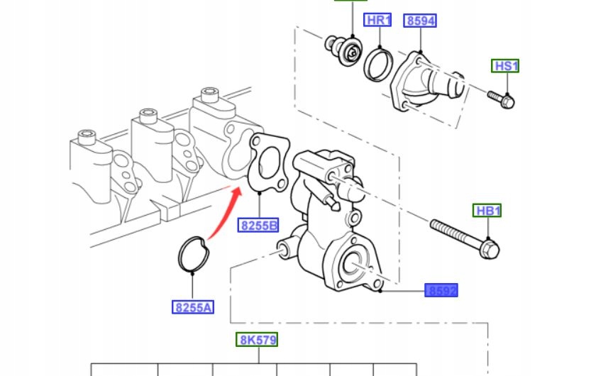 фото №1, Корпус термостата focus 98 05 ford
