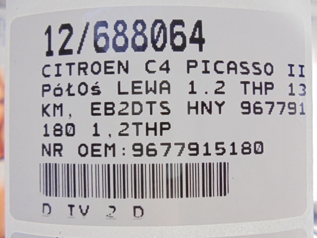 фото №6, Citroen c4 picasso ii приводной вал левая 9677915180 1,2thp