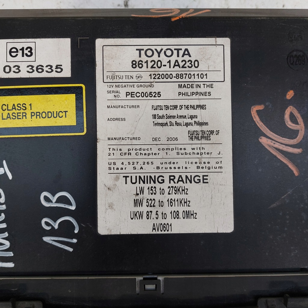 фото №5, Toyota auris 1 i радіо заводський cd 86120-1a230