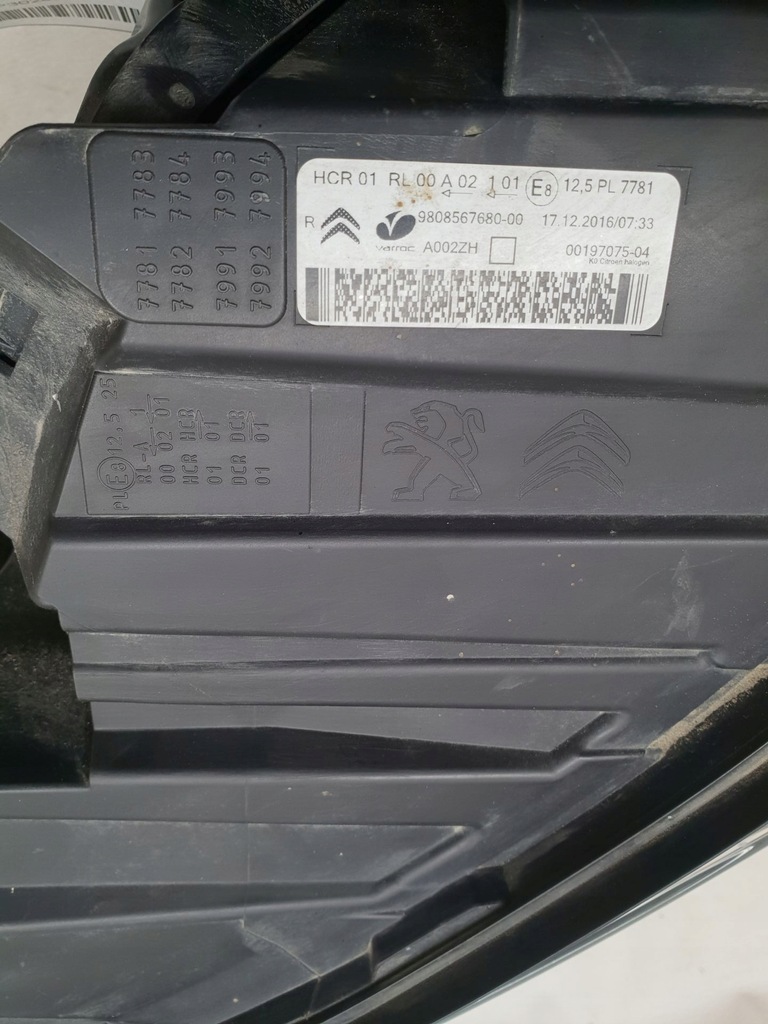 фото №16, Citroen jumpy iii 16-19 лампа правый перед 9808567680