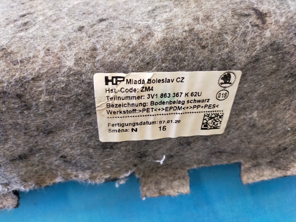 фото №14, Skoda superb 3 iii fl 2.0 fsi 200kw 20r коврик обшивка пол 3v1863367k