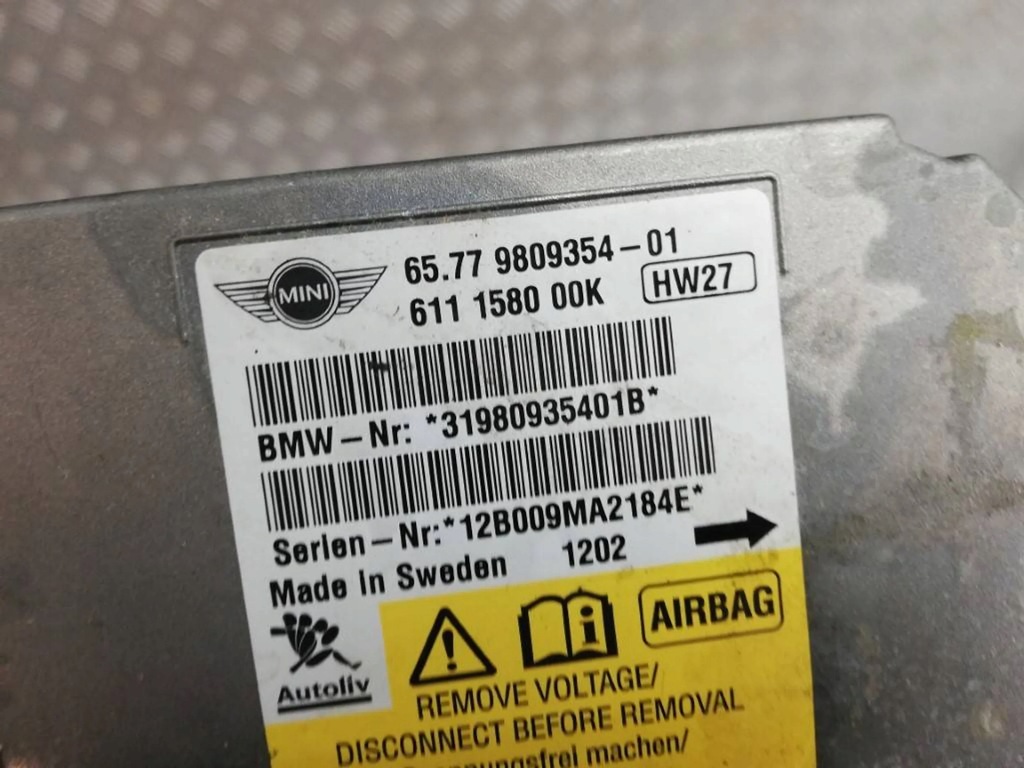 фото №2, Датчик подушка безпеки 9809354 mini cooper r56 спрацьований