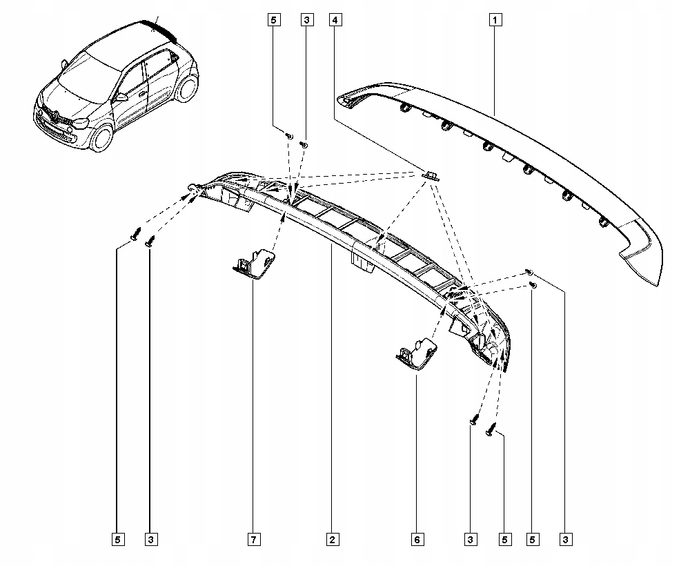 фото №1, Renault twingo iii 2015- спойлер спойлер кришка багажника задня