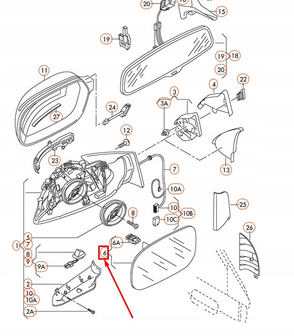 фото №5, Audi q5 8r правий door rear вид mirror glass 8r0857536n
