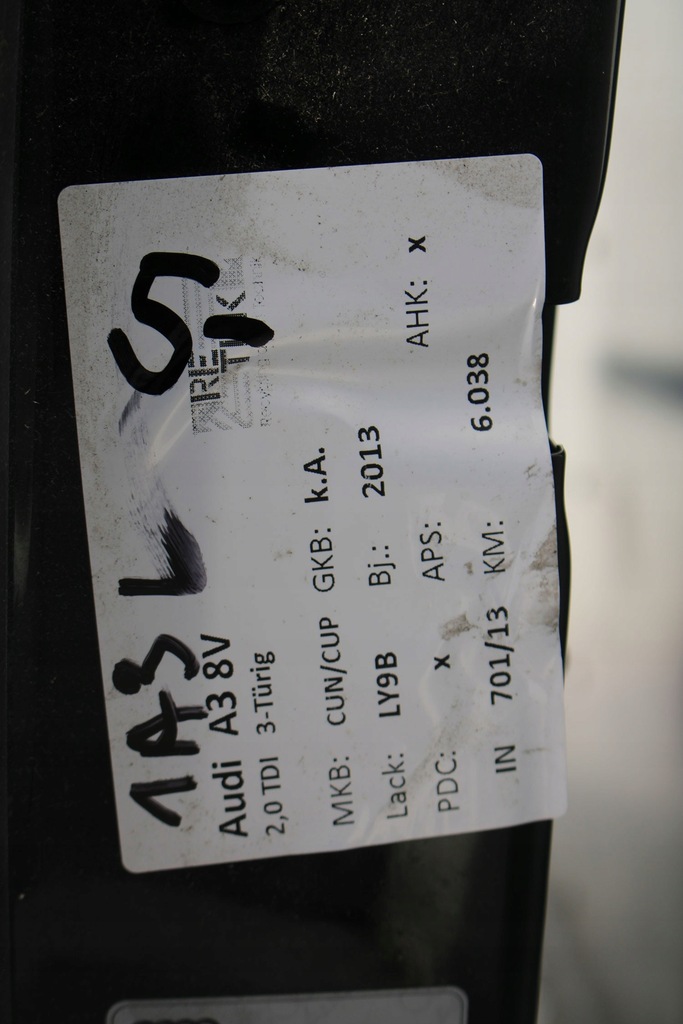 фото №8, Audi a3 дверь левая сторона левая 8v0 8v 8v3 2013- 3 дверная a2 ly9b чёрный 8