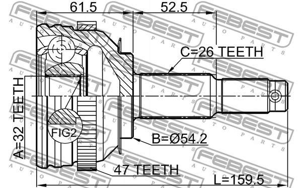 фото №15, Febest 2010-cara47 набор шарнир, wał приводной