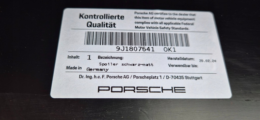 фото №15, Porsche taycan 9j1 19-23 спойлер dół бампера перед новый org