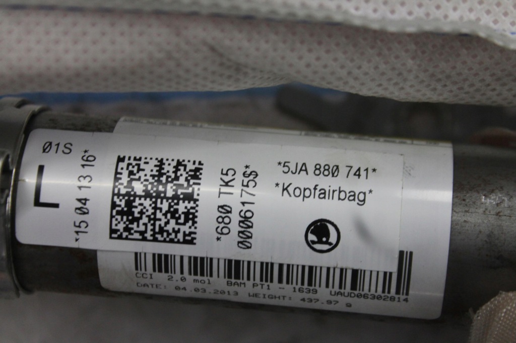 фото №3, Подушка безопасности шторка безопасности левая 5ja880741 toledo iv rapid 12-18