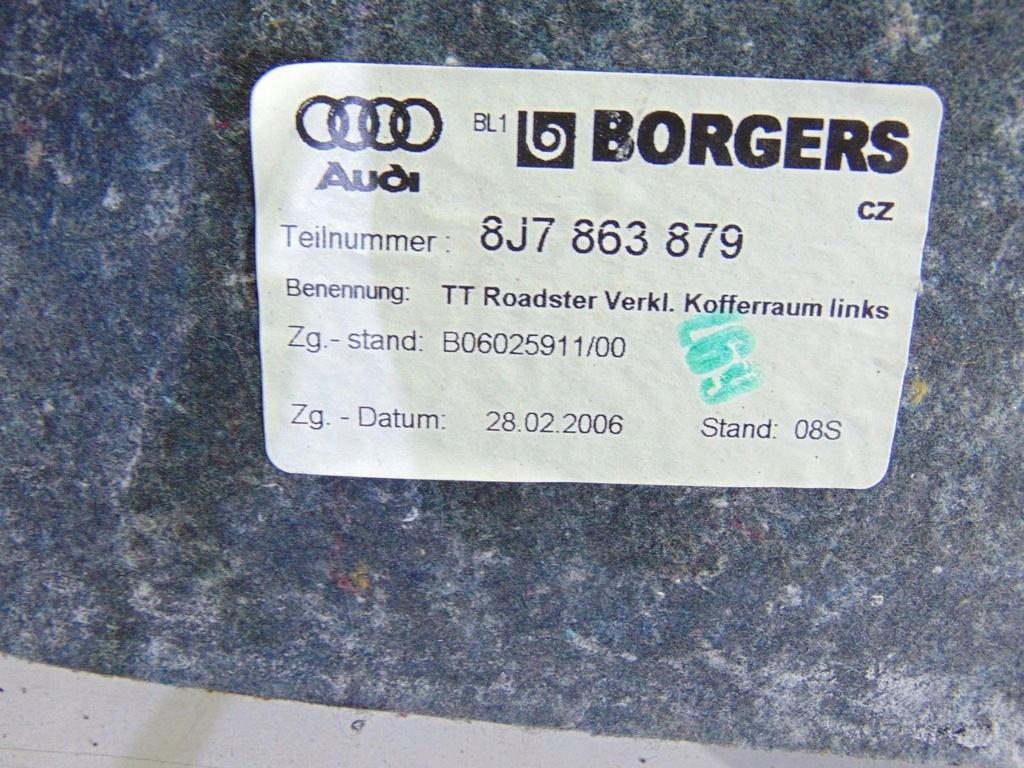 фото №7, Обшивка багажника лівий задня tt 8j cabrio 8j7863879