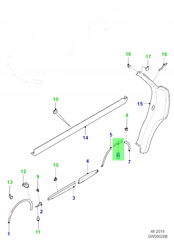 фото №9, Оригинальная левая накладка крыла заднего jaguar f-pace svr 5.0v8 t4a38592