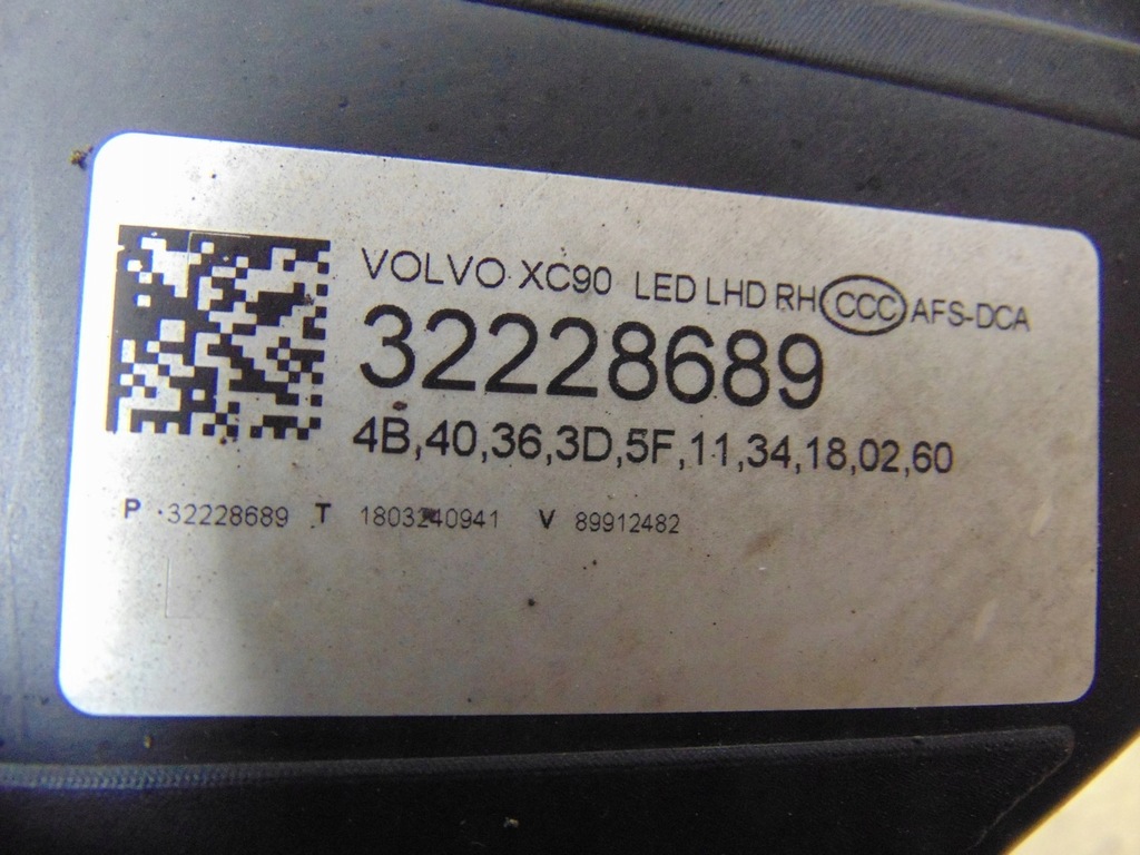 фото №16, Лампа правая перед volvo xc90 ii 32228689 europa