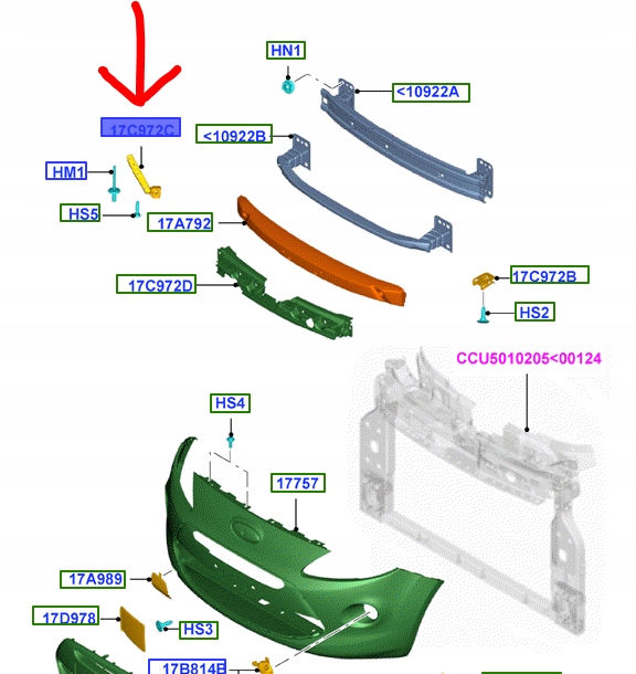 фото №14, Направляющая бампера правый перед ka 2008-2016 _ ford oe_ 1743879 _ bs51-17c972-ba