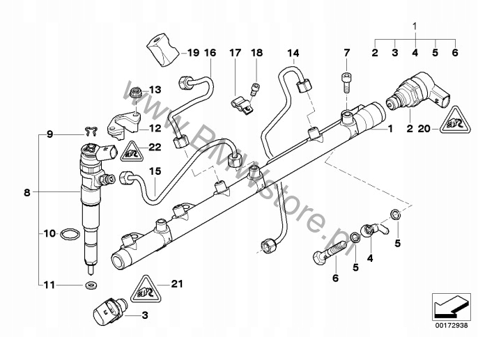 Bmw e60 e70 e90 2.0 3.0 d m57n датчик тиску пального 7787167 0281002497 Київ