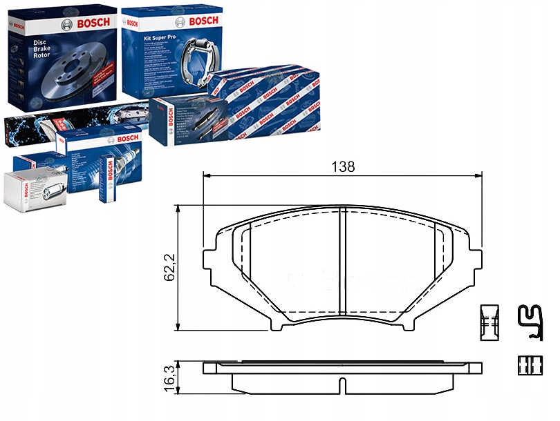 фото №1, Тормозные колодки тормозные mazda rx-8 1.3 08.03-06.12 bosch