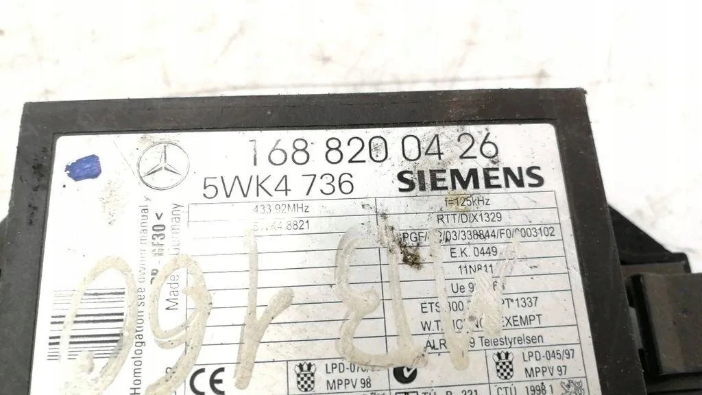 Модуль імобілайзер mercedes-benz a w168 1688200426 1.69l дизель 55kw 2003 Зі Шроту